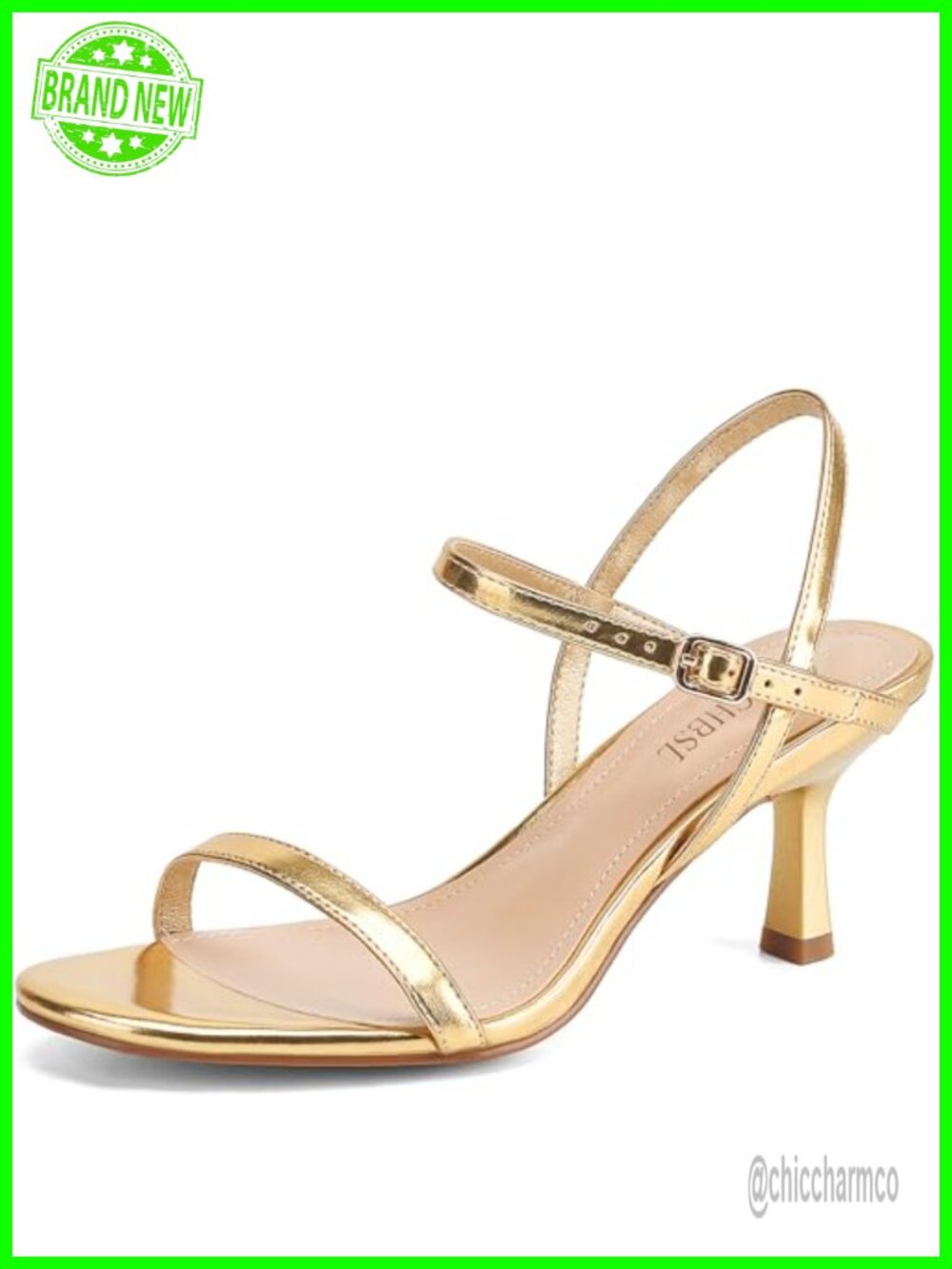 Women's Strappy Kitten Heel Sandals Round Open Toe Low Heels Adjustable Ankle